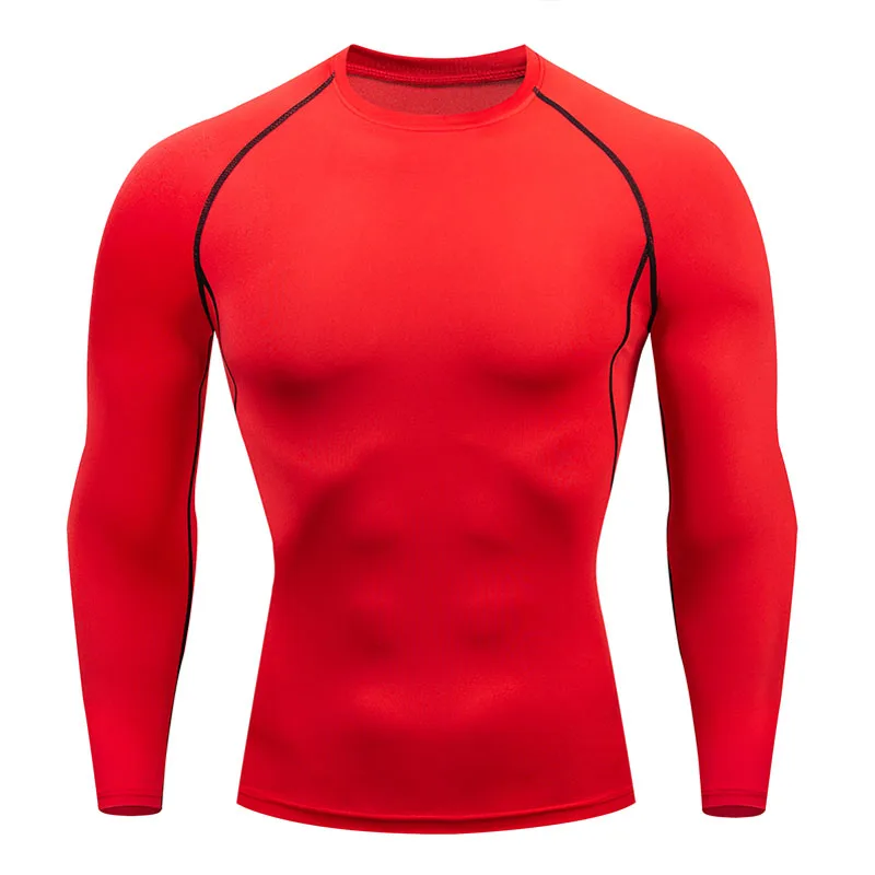 

Solid color Top For Fitness Men T-shirt Long sleeve Shirt Compression tights MMA Quick dry T shirt rashgard Male Autumn clothes