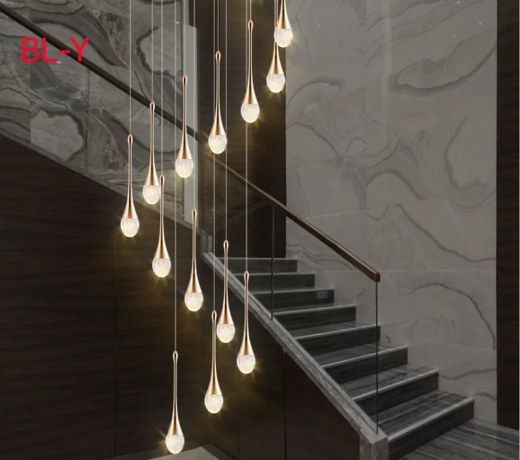 売却 シンプルでクリエイティブなシャンデリア,階段,クリスタル,球形,スパイラル階段,ロングシャンデリア