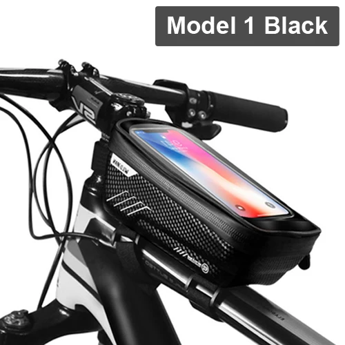 Model 1 Black NEWBOLER 6.5in велосипедные сумки передняя рама для горного велосипеда велосипедная сумка водонепроницаемый сенсорный экран верхняя трубка Мобильный телефон сумка для велосипедных аксессуаров - Цвет: Model 1 Black