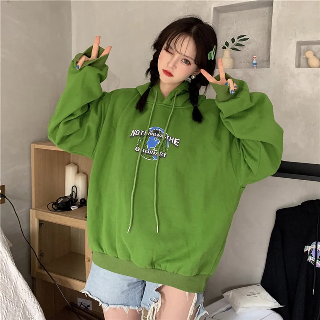 Женская толстовка с принтом Kpop повседневный теплый пуловер длинными рукавами в