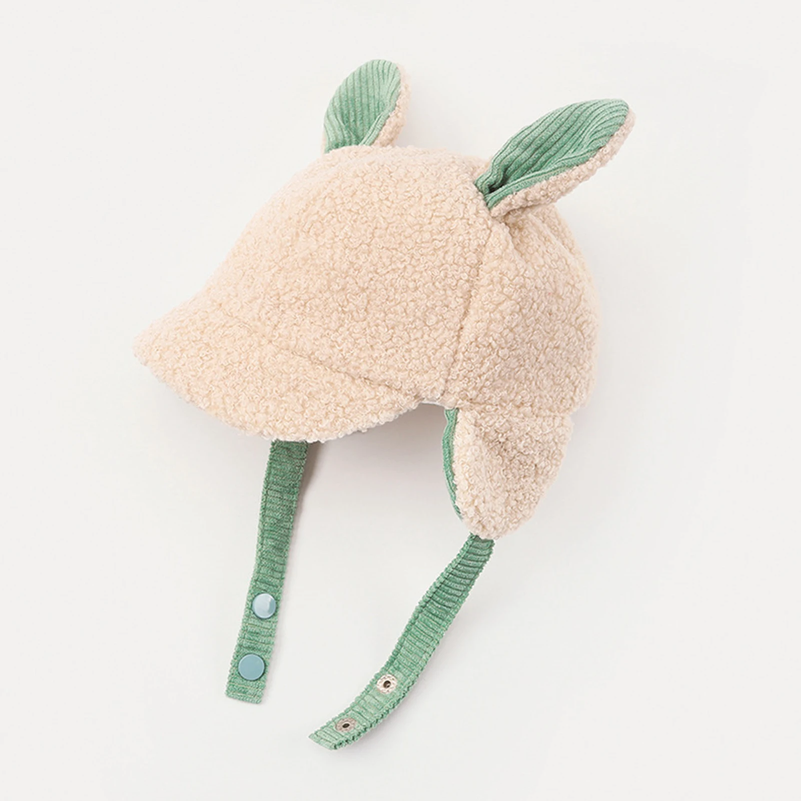 

Autumn Winter Children Fleece Rabbit Ear Pattern Cap Baby Adjustable Warm winter hats for kids toddler