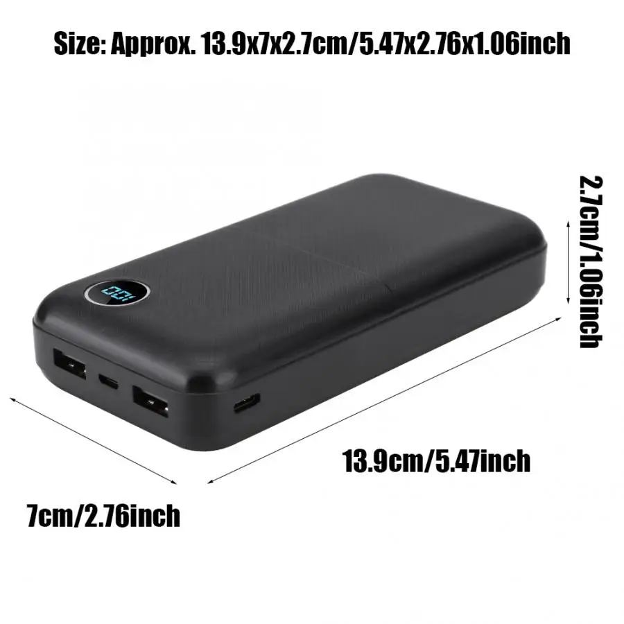 Чехол для портативного внешнего аккумулятора 20000 мАч чехол с цифровым дисплеем