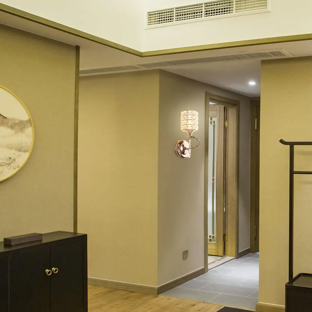 

1Pc Decorative Wall Light Modern Wall Lamp Living Room Crystal Lamp (Golden)