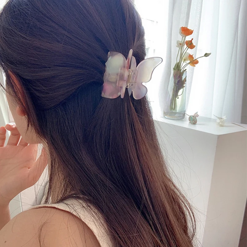 

2020 New Korean Summer Candy-color Butterfly Hair Claws Shower Makeup Hair Clips Combs for Women Girl Hair Accessories