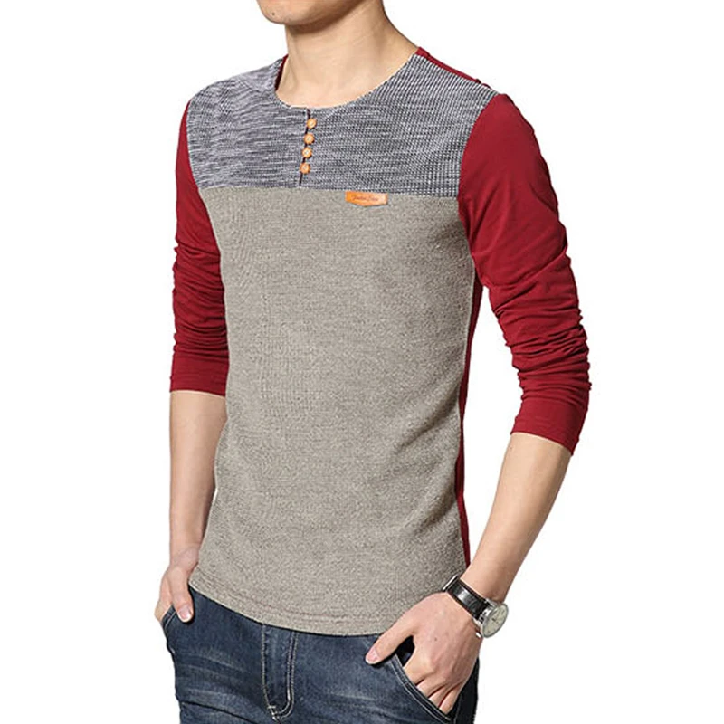 Лидер продаж новая осенняя мужская футболка модная одежда в стиле пэчворк