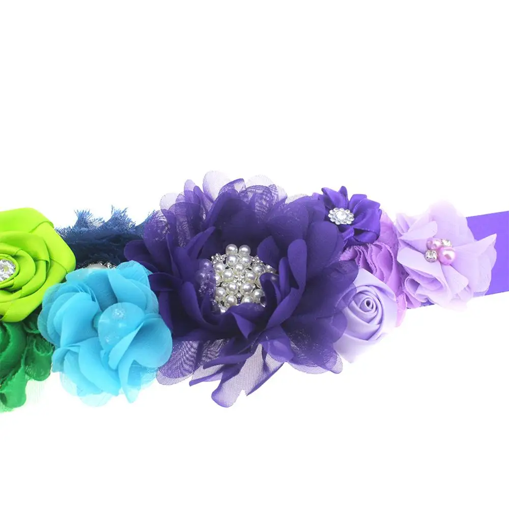 1 шт. женский фиолетовый пояс сатиновый цветок стразы жемчужный свадебное платье