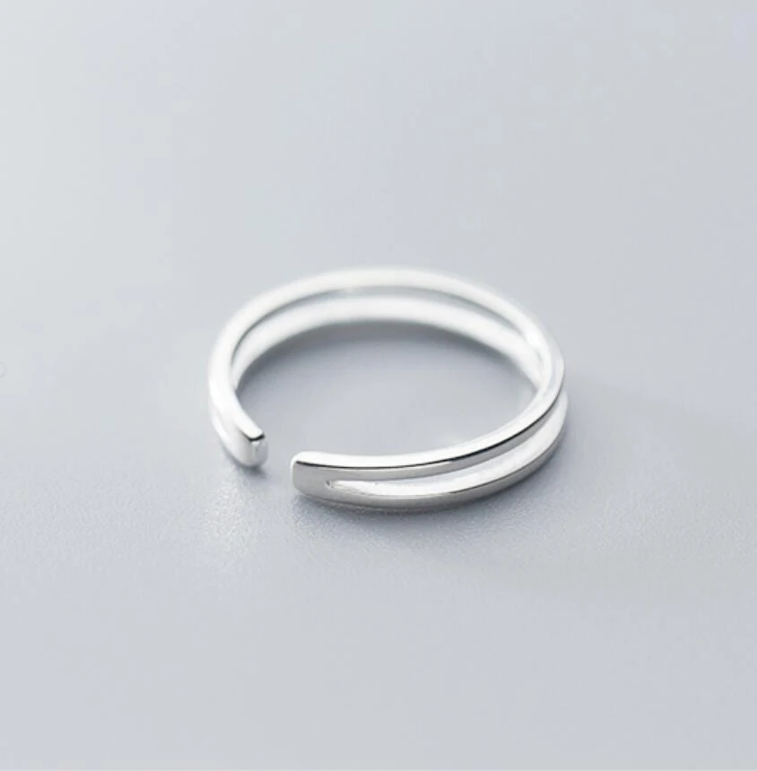 925 Sterling Silver 2 Bands Adjustable Knuckle Midi Mid Finger Toe Pinkie Ring Size 3.5 A3399 | Rings