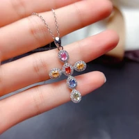 diwenfu 100 s925 sterling silver 45cm necklace crystals jewelry cross pendant for women bizuteria silver 925 jewelry gemstone