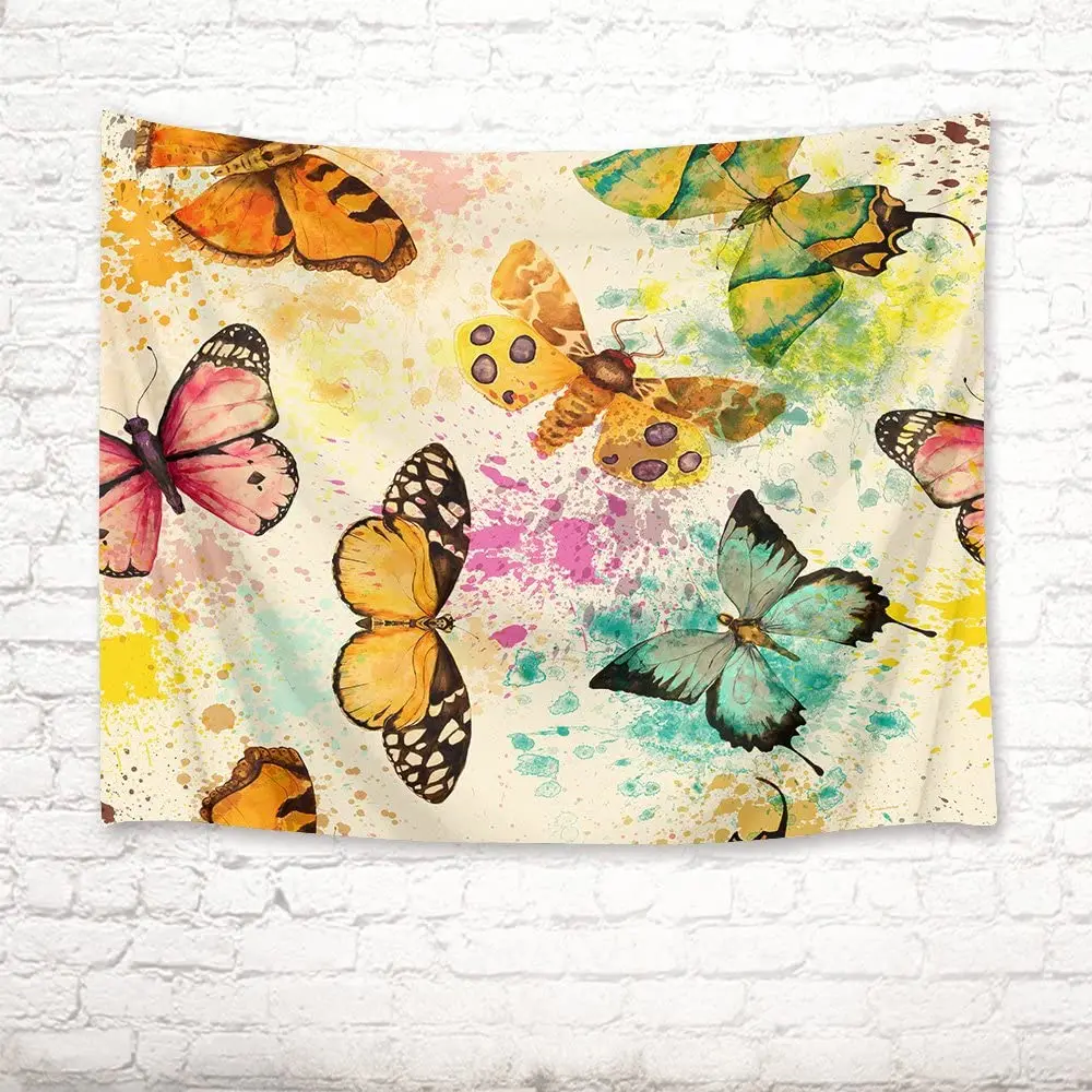 

Colorful Retro Vintage Butterfly Wall Hanging Spring Tapestry Photography Backdrop Blanket For Living Bedroom Dorm Wall Decor