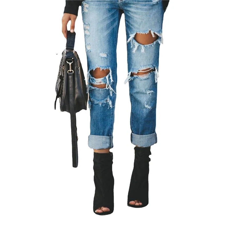 

Джинсы женские модные штаны в стиле Харадзюку облегающие джинсы с эффектом потертости одежда пуш-ап обтягивающие повседневные брюки женск...