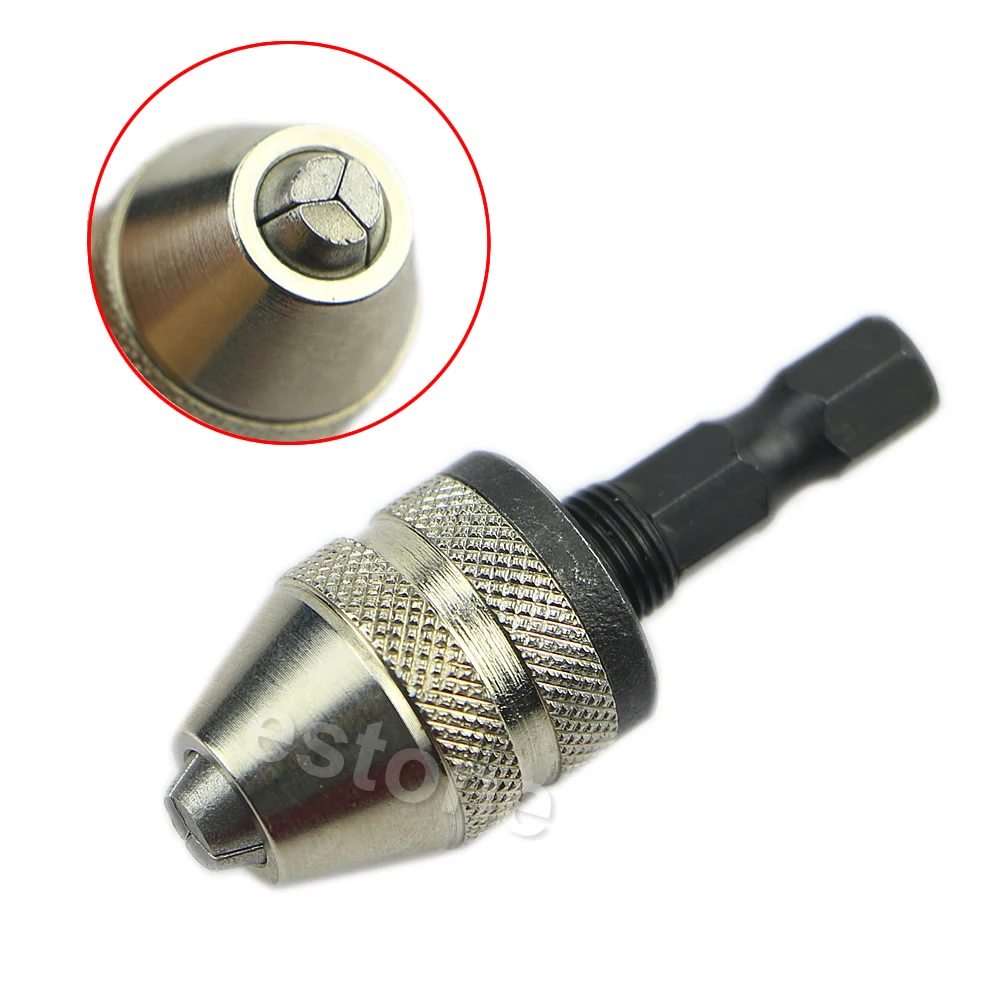 

New 6mm 1/4" Keyless Drill Bit Chuck Hex Shank Quick Change Adapter Converter