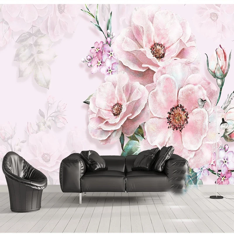 

Custom 3D Wall Mural Wallpaper European Style Hand-painted Rose Oil Painting Wall Paper Bedroom Waterproof Decor Mural De Parede