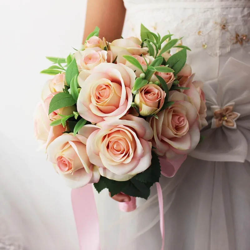 

White Pink Bridal Bouquet Free Shipping Wedding Flowers Bouquet Mariage Wedding Accessories Ramo De Novia Boda