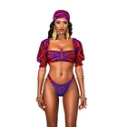 Купальник женский с оборками на рукавах, пикантный бандо, бикини с заниженной талией, экзотический арабский купальник, пляжная одежда, красный и темно-синий цвета