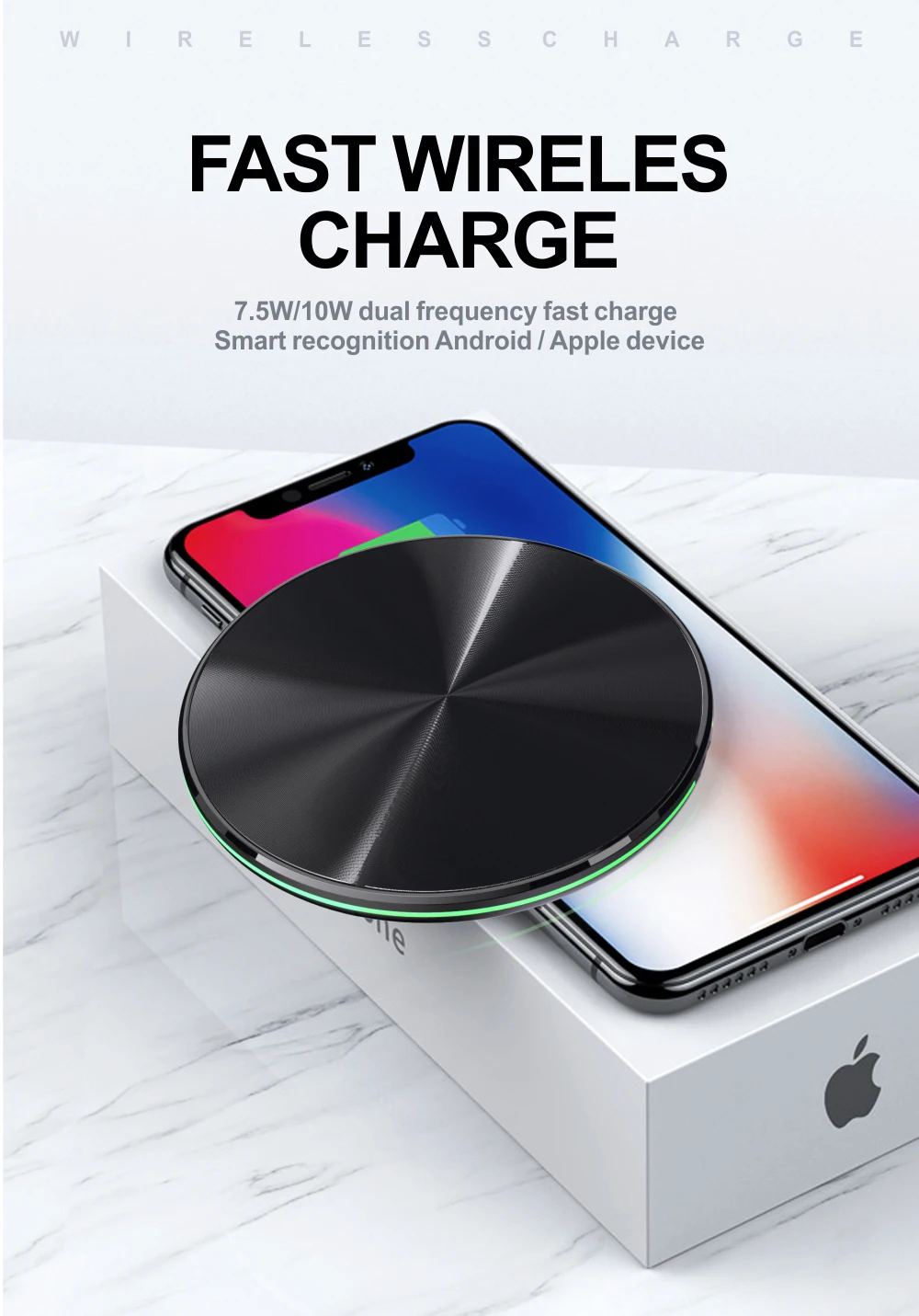 Быстрое беспроводное зарядное устройство Dpower 10 Вт для iPhone XS/X Max XR 8 Plus быстрая Беспроводная зарядная панель Qi для S8 S9 S10 Xiaomi 9 зарядное устройство