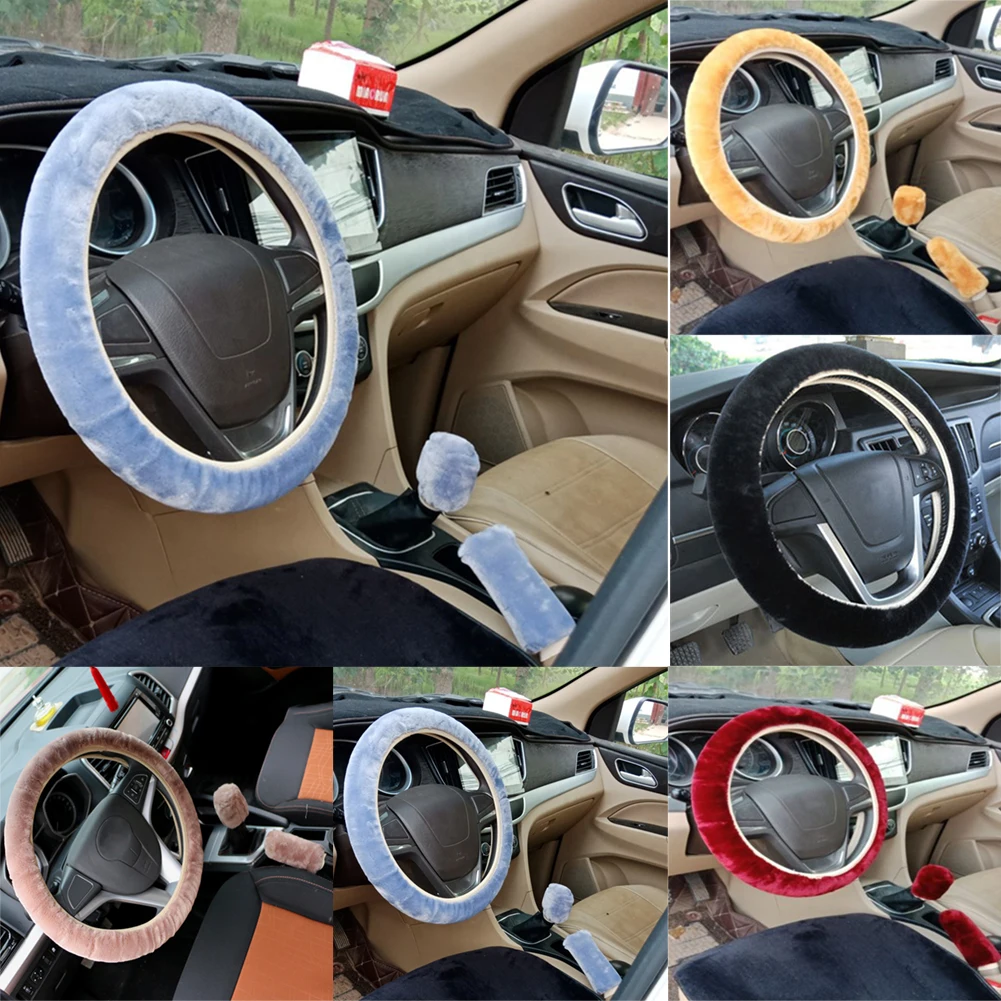 Универсальный чехол для рулевого колеса зимние мягкие плюшевые чехлы автомобиля