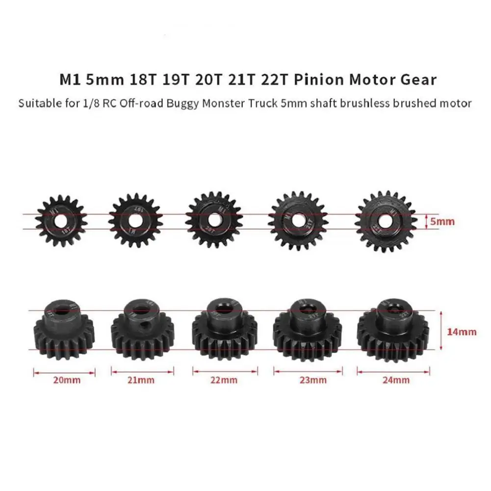 1/8 RC M1 5 мм 11T / 12T 13T 14T 15T 16T 17T 18T 19T 20T 21T 22T Шестерня двигателя комбинированная|Детали и