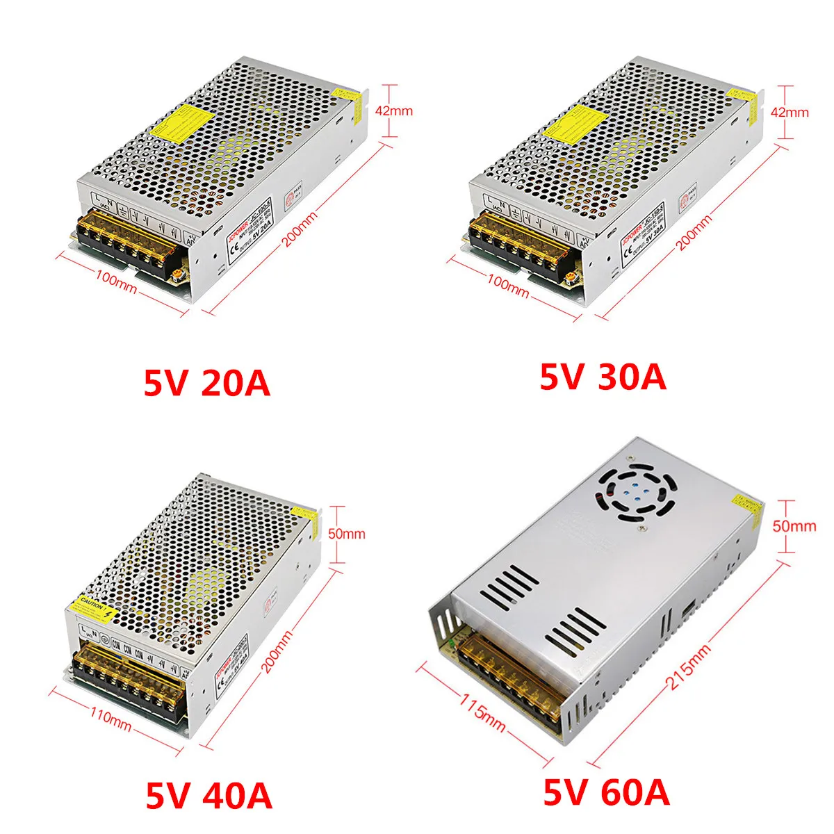 5V 2A/3A/4A/5A/8A/10A/12A/20A/30A/40A/60A переключатель светодиодный Питание трансформаторы WS2812B