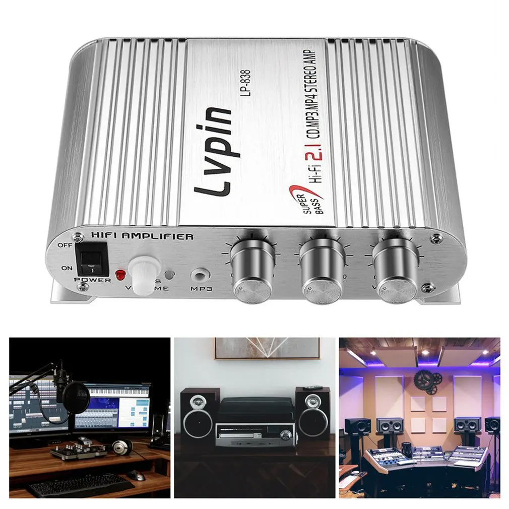 Lepy LP-838 усилитель мощности автомобильный Hi-Fi 2 1 MP3 радио аудио стерео бас динамиков