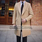 Коричневое зимнее пальто, мужские костюмы, куртка, облегающее двубортное пальто, мужская куртка, деловой стиль, индивидуальный пошив 2022