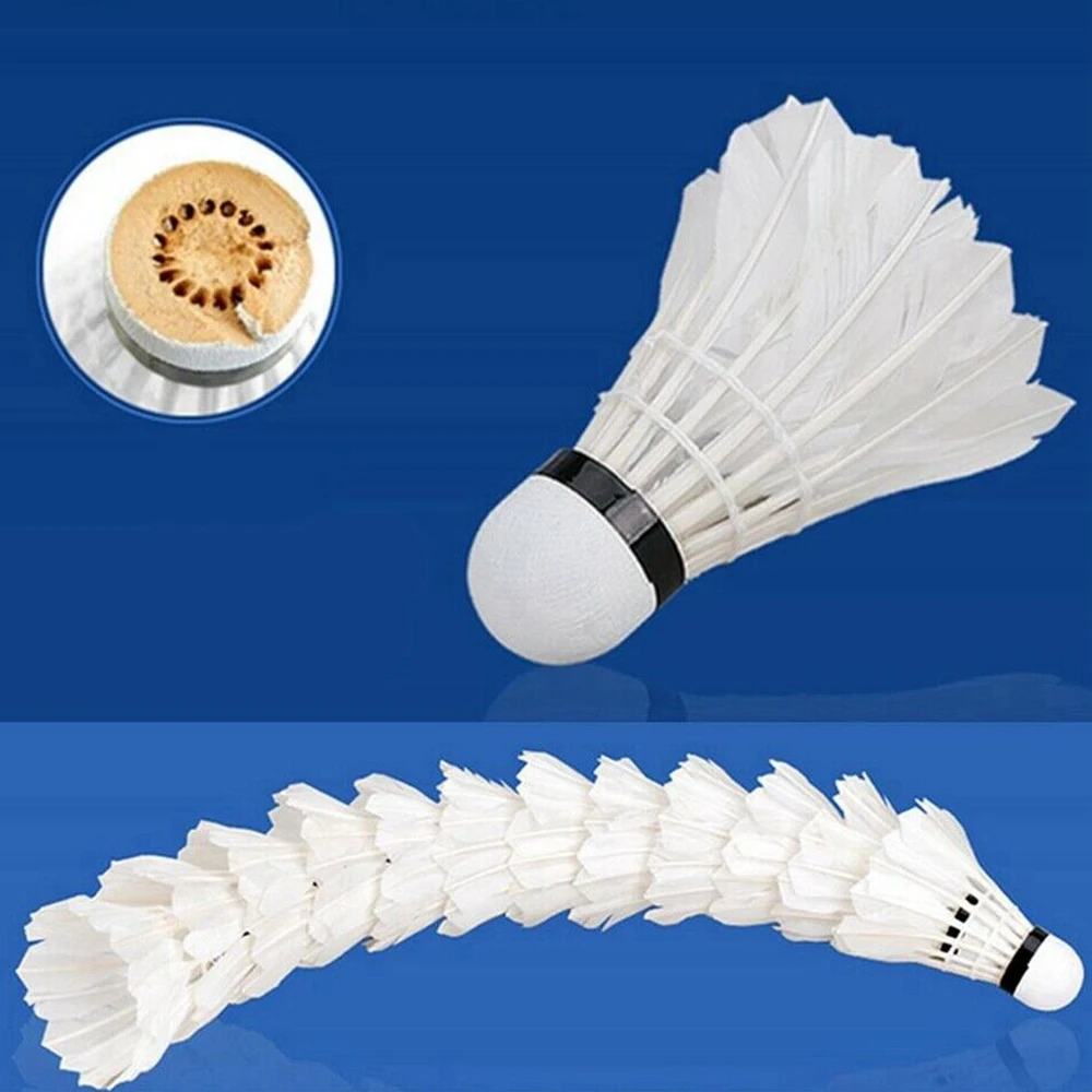 12 шт. спортивные бадминтон белые шары воланы из гусиных перьев Птички Бадминтон