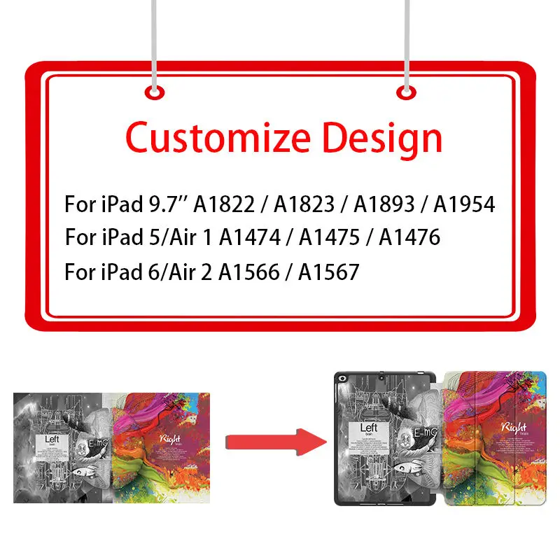 Custom Design Чехол MTT для iPad 9,7 дюймов с карандашом, мягкий чехол из искусственной кожи, флип-чехол для планшета для iPad Air 1 2, чехол с функцией автоматического сна/пробуждения - Цвет: Custom Design