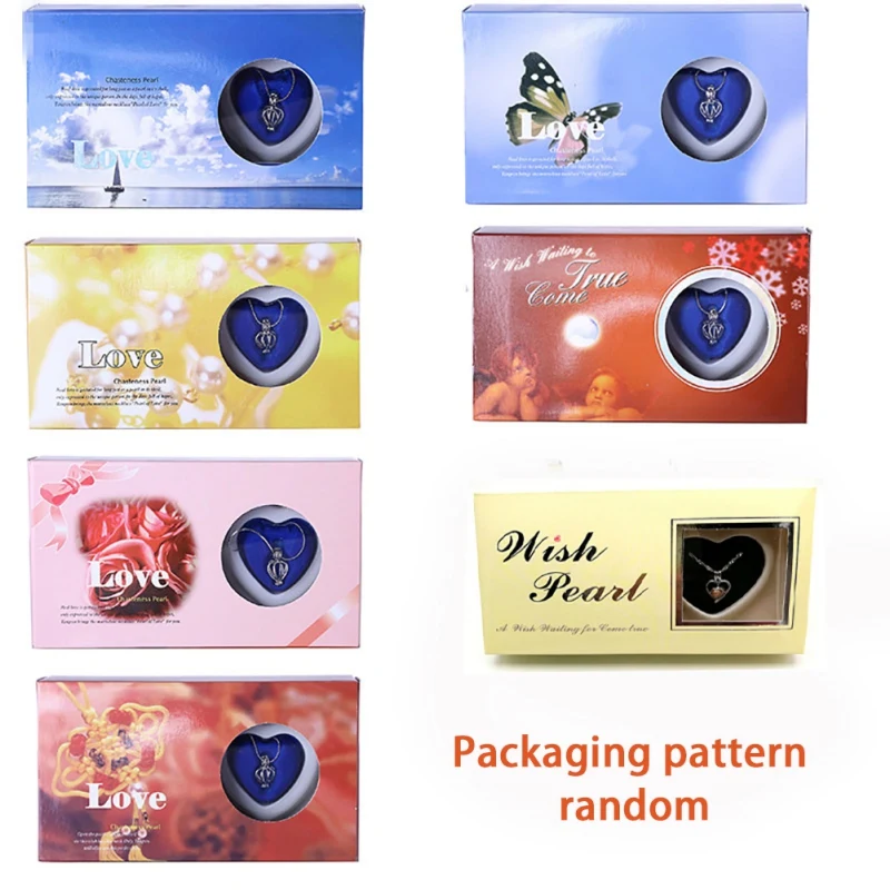 

Valentine's Day Necklace Gift Box Natural Oyster Wish Pearl Pendant Popular Charm Women Gift Necklaces Package Gift Random Style