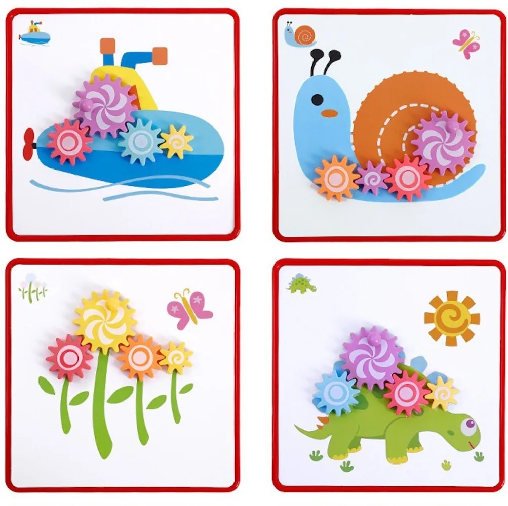 Детский развивающий креативный набор вращающейся шестерни искусство большая кнопка гриб ногти 3D