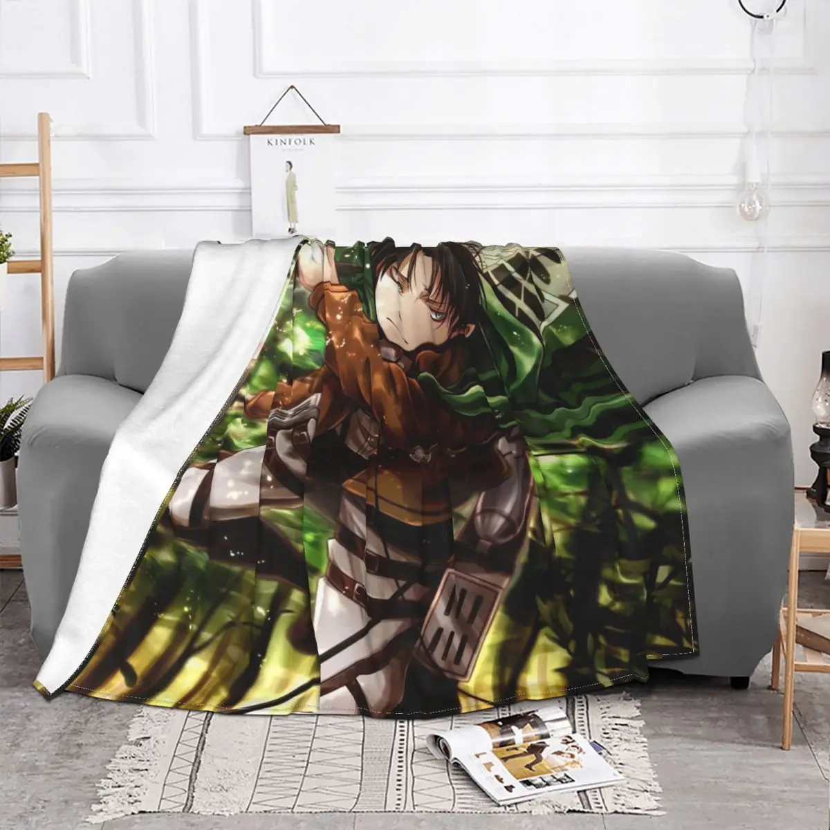 

Manta con estampado de Anime de Attack On Titan AOT, manta polar Unisex para cama, colchas de viaje