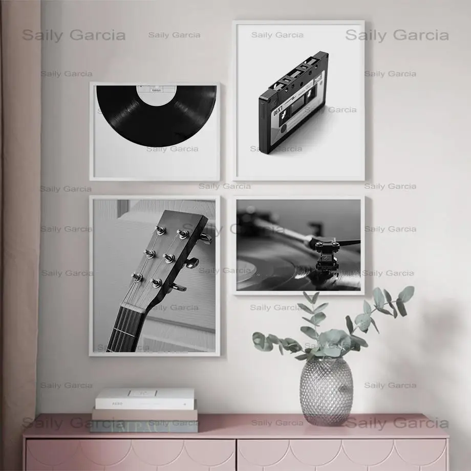 Record Player Tape Guitar Nordic Posters And Prints Wall Art Canvas Painting Vintage Wall Pictures For Living Room Home Decor