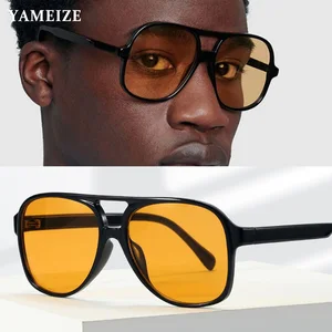 YAMEIZE Retro Pilot Sunglasses Women Men's Glasses Vintage Oversized Male Eyeglasses Yellow Lens Dri in Pakistan
