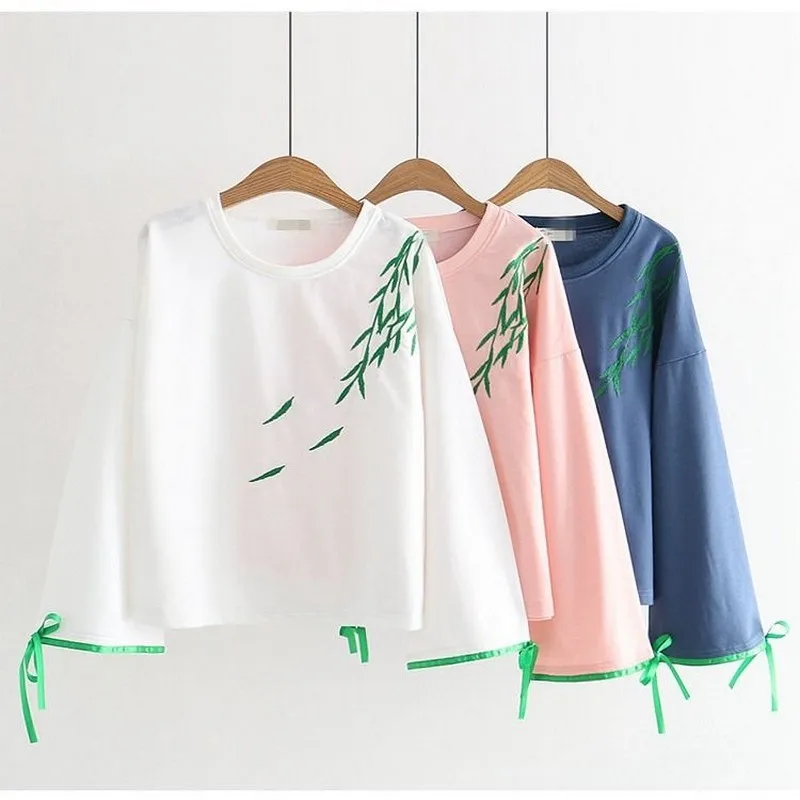 

Autumn Pullover High Quality Hoodies Japan Bamboo Sweatshirts Women Elegant Kawaii Print Long Sleeve Females Cute Loose Girls