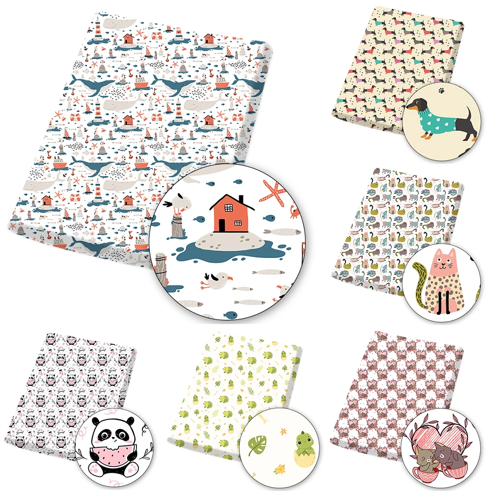 

Polyester Cotton Fabric Dog Dinosaur Printed Cloth Sheets By The Meter For Sewing DIY Crafts Bags Dress 45*145cm 1pc