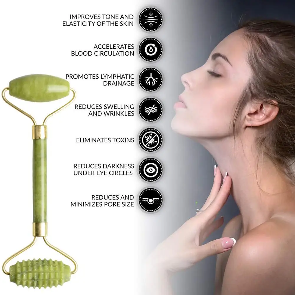 

1pc Massager Roller Natural Jade Stone Scraper Set Skin Face Thin Lift Relaxation Slimming Beauty Lift Neck W5Z1