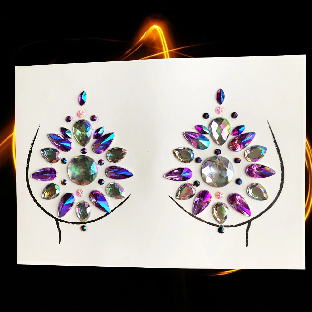 Наклейка с блестками для татуировок на грудь и самоцветами украшение груди