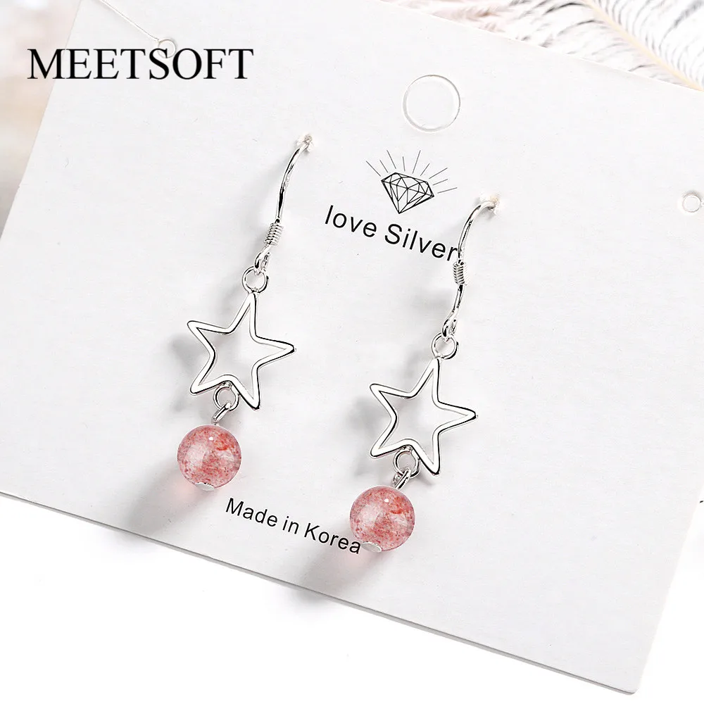 MEETSOFT Стерлинговое Серебро предотвращает аллергию модные серьги капли для женщин