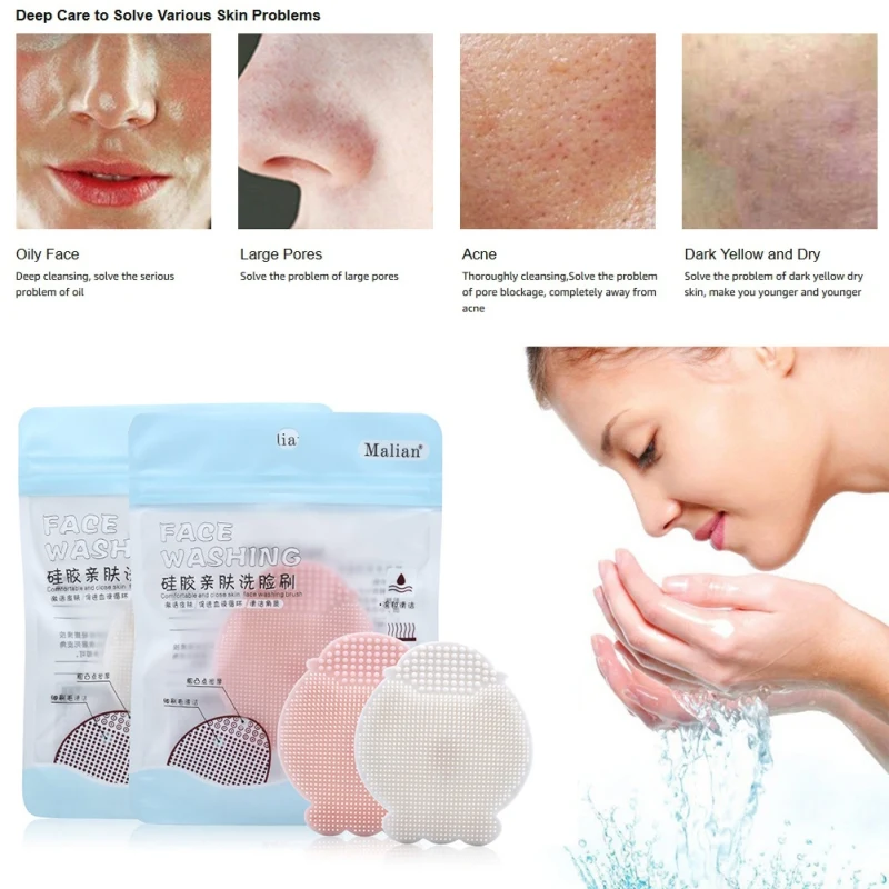 Силиконовая Подушечка для мытья лица отшелушивающие черные точки мягкие
