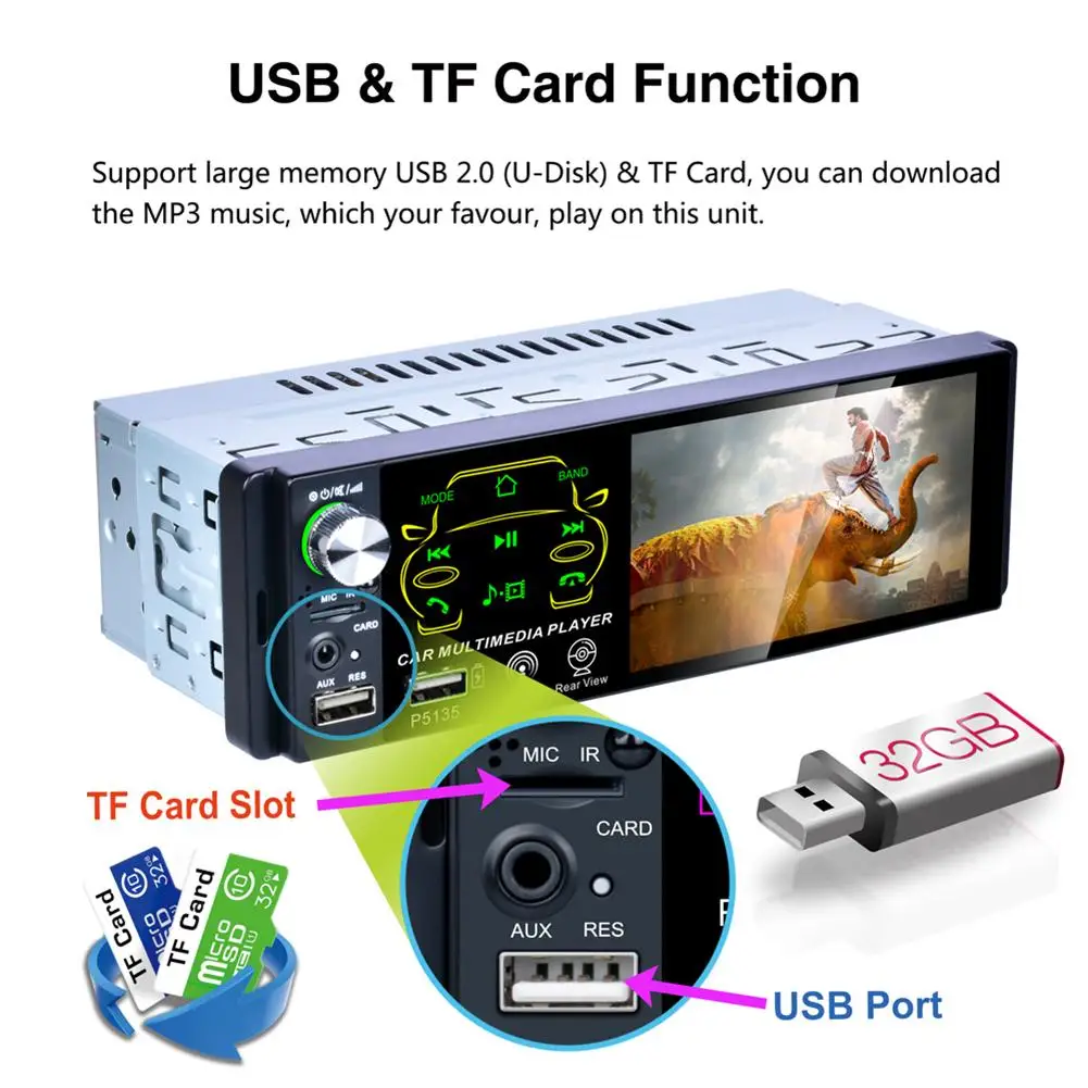 4.1 Inch Car Radio With HD Touch Screen Bluetooth Two USB Port Single Order MP5 BT Function | Автомобили и мотоциклы