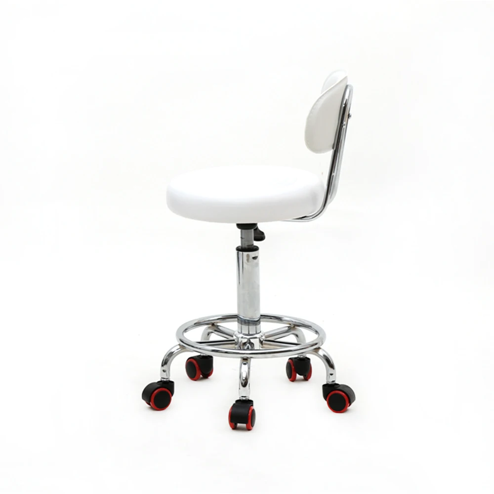 

[US-W]Round Shape Adjustable Salon Stool with Back and Line White