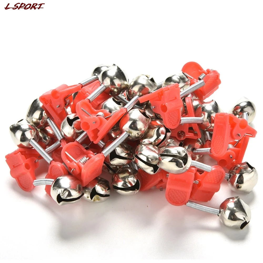 

Rod Bite Alarm Fishing Bells Ring Red Fishing Plastic Clip Double 20 Pcs/lot Wholesale
