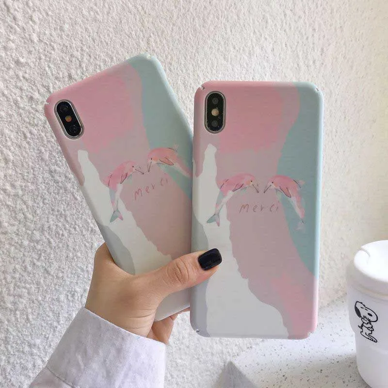 Милые Розовые дельфины Твердые чехлы из PC для huawei P20 P30 lite Nova 3 3i 4 5 5i Honor 8X 9X 7X 7C 9 10 lite 20 V20 Y7Prime Y9