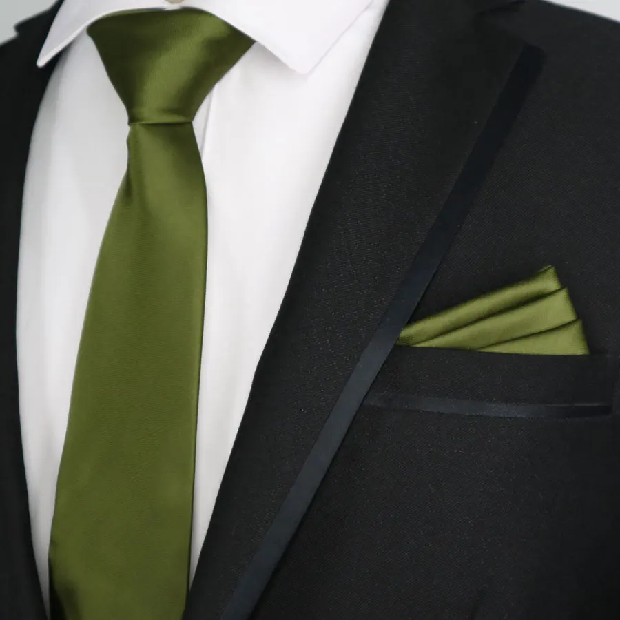 7CM Men's Skinny Tie Set Pocket Square Solid Colors Plain Man Ties Slim Matching Handkerchief Narrow Necktie Sets Wedding Party |
