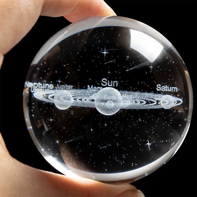 

New Fantastic Style Solar System Globe Galaxy K9 Crystal Ball 3D Laser Engraved Astronomy Planets Ball Home Decor Cosmic Model