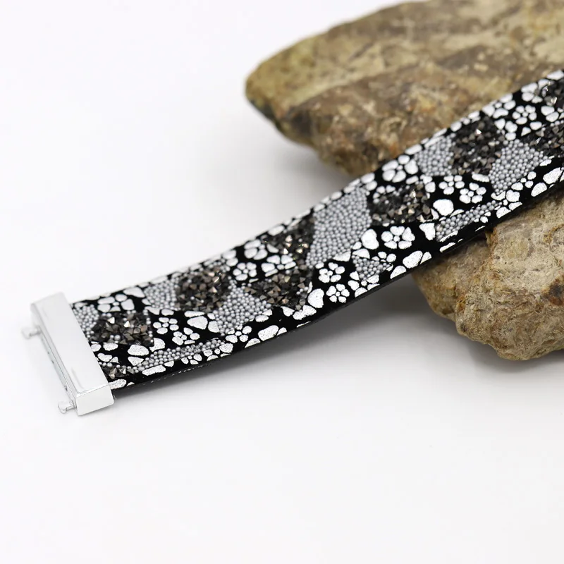 Женский кожаный браслет VONNOR магнитный с застежкой стразы и бусины аксессуары для