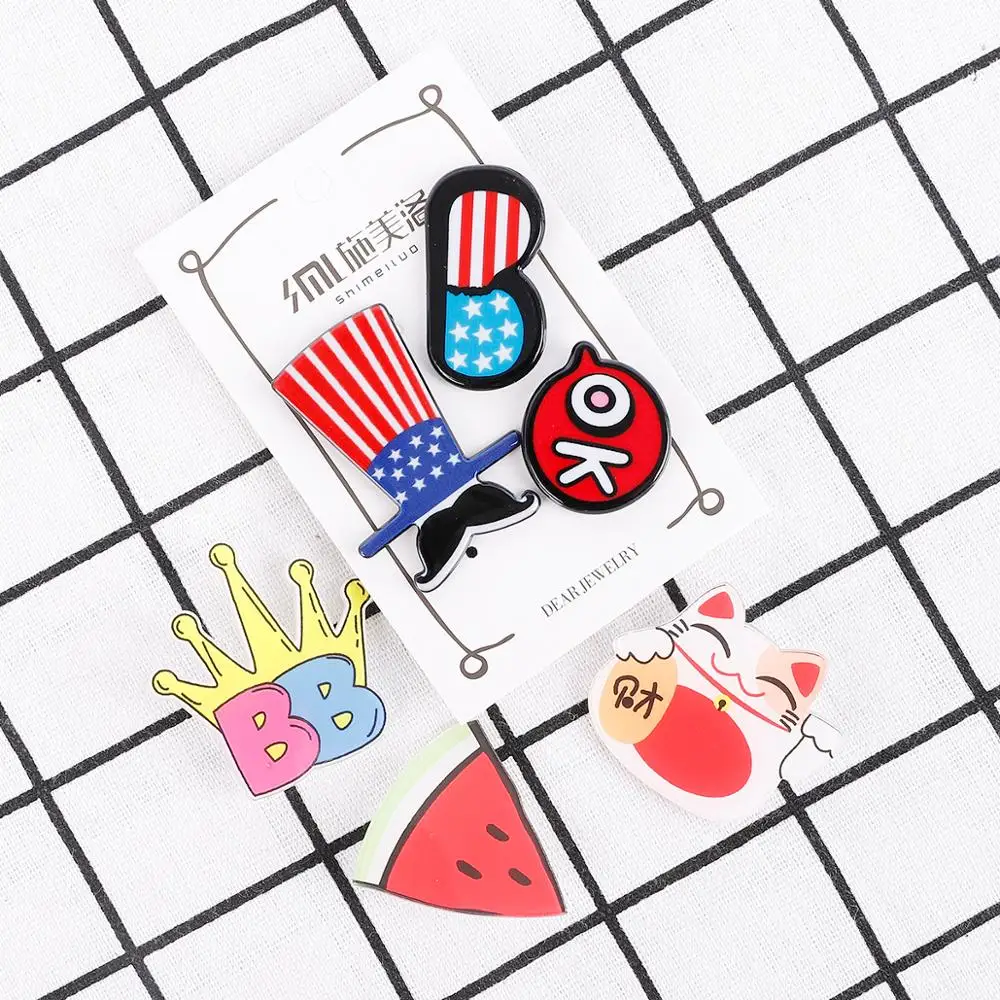 Мультяшный милый акриловый значок в виде клубники арбуза|badges for clothing|backpack badgebadge
