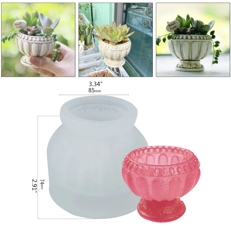 

Crystal Epoxy Resin Mold Roman Column Flower Pot Casting Silicone Mould DIY Crafts Making Tools X4YA