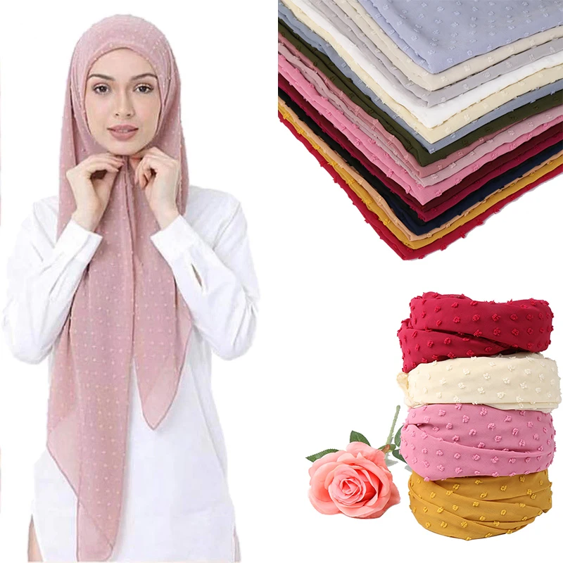 

Pom Pom Chiffon Scarf Women Hijab Muslim Hijabs Head Scarf Headwraps Scarves Headband Islamic Long Shawl Bandana Foulard Femme
