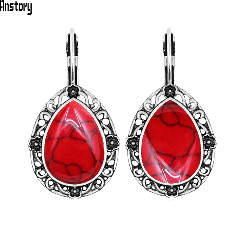 Капля воды 5 Цвета Синтетическая бирюза серьги завод цветок крючки для сережек