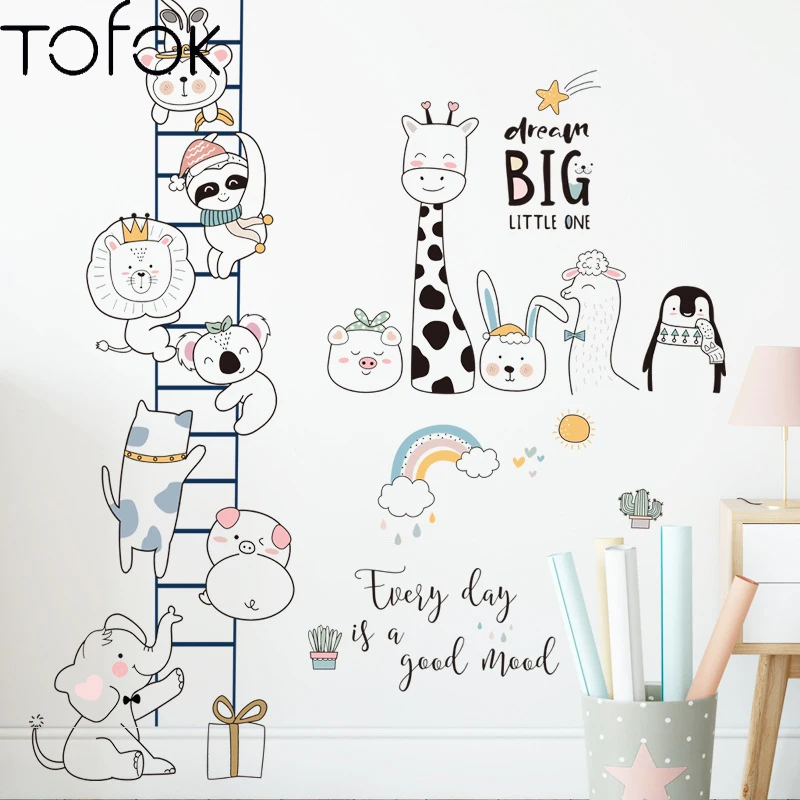 

Tofok Cantoon Animal Giraffe Bear Elephant Wall Sticker Bedroom Living room Children's room Creative Decoration Sticker