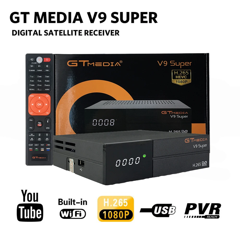 

Best 1080P DVB-S2 GTmedia V9 Super H.265 decoder Same as GTmedia V8 Nova Freesat V9 Super no app included